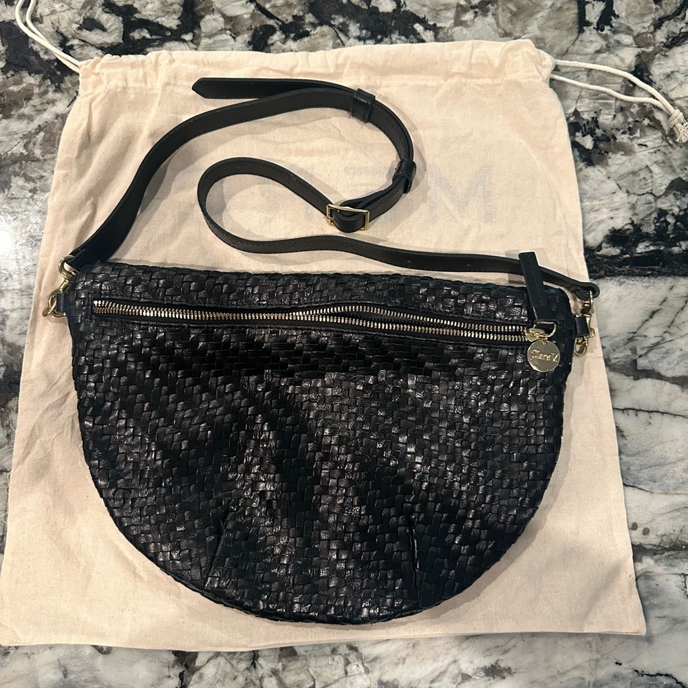 Clare V Black Crossbody Bag with Crescent Shape